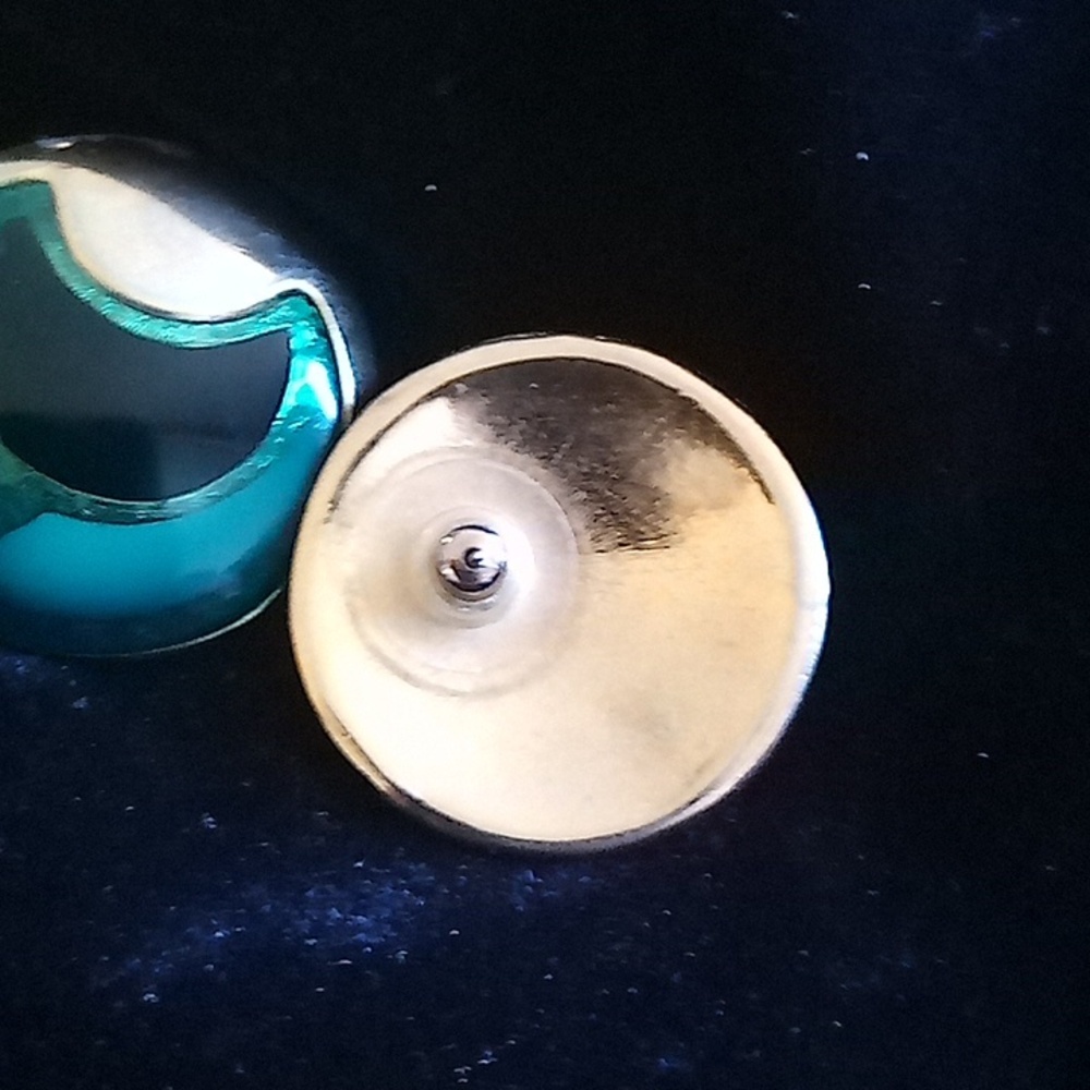 Vintage Quality Made Green and Gold Pierced Earrings